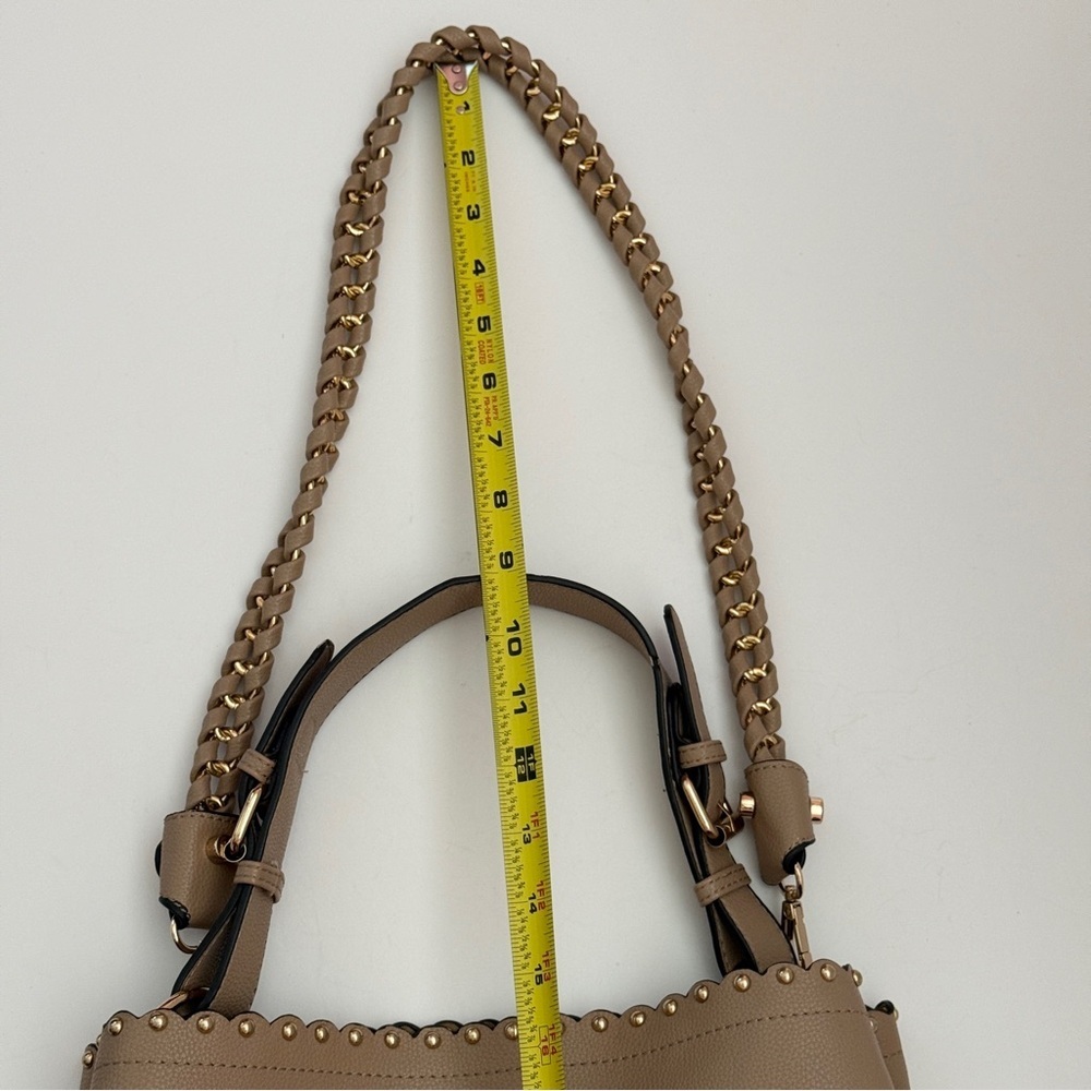Women’s Tan Studded Shoulder Bag With Rope Style Handle - Picture 13 of 13